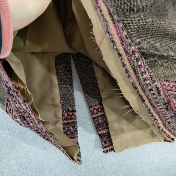 VTG Sag Harbor Skirt Womens Size 14 Brown Wool Blend Fringe Tweed Embroidered - Picture 6 of 10